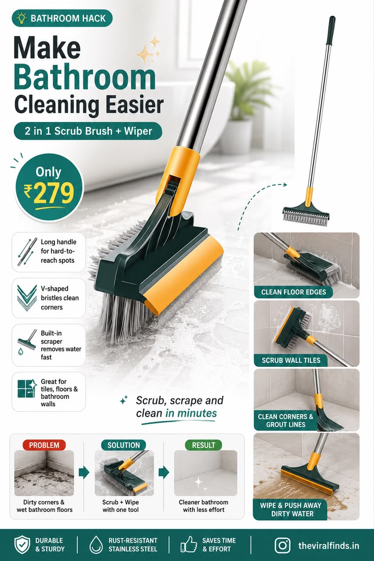 3 in 1 Cleaning Brush with Wiper | Double Side