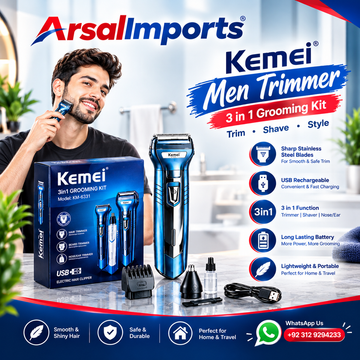 KM-6331 3 in 1 Grooming Kit with USB Charging