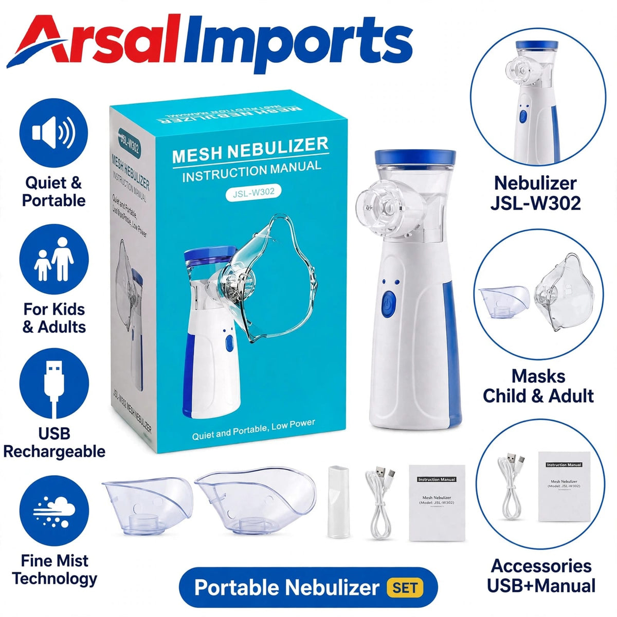 Portable Mesh Nebulizer for Adults & Kids
