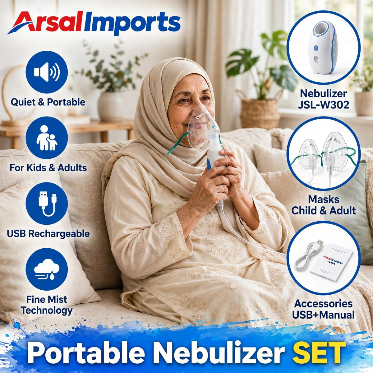 Portable Mesh Nebulizer for Adults & Kids