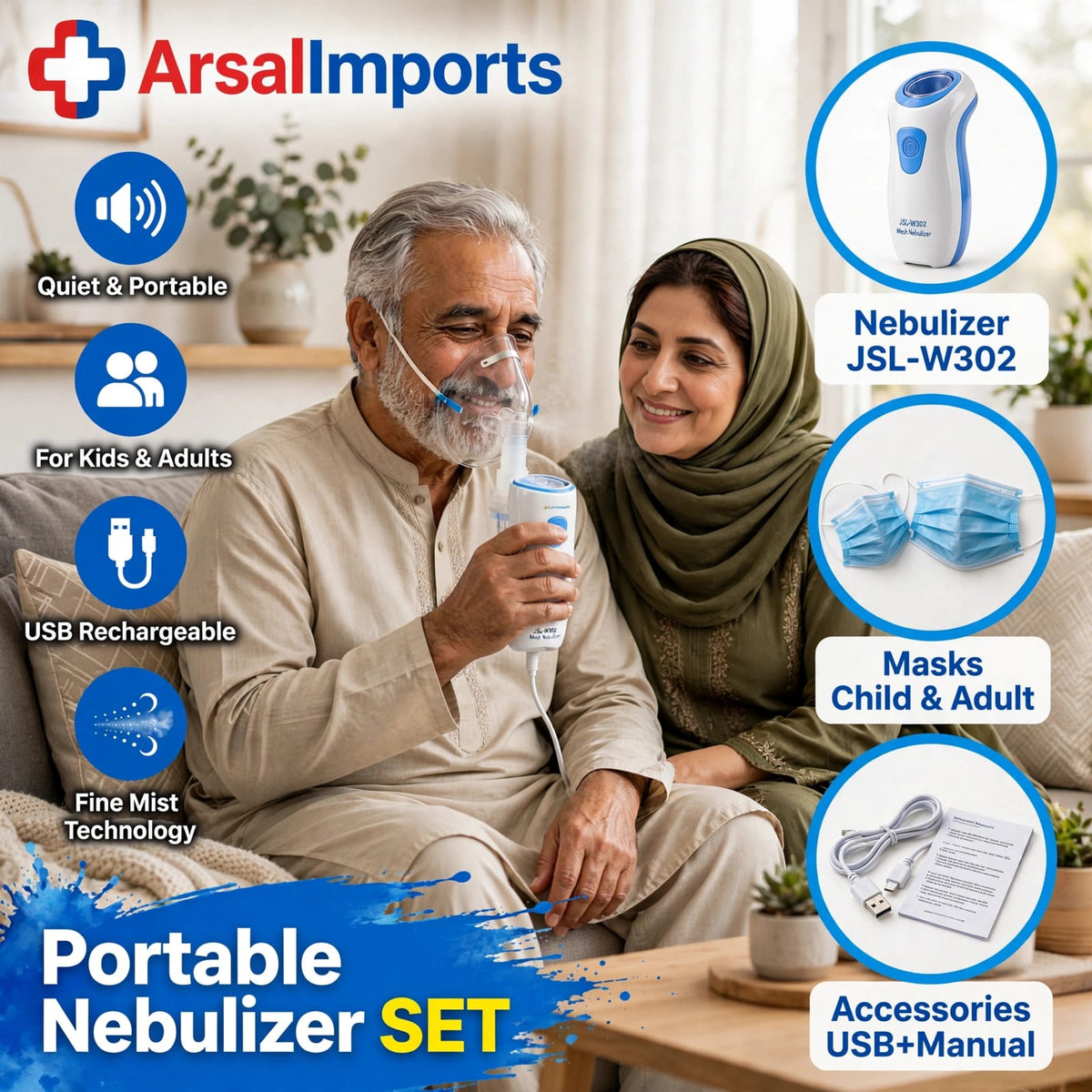 Portable Mesh Nebulizer for Adults & Kids