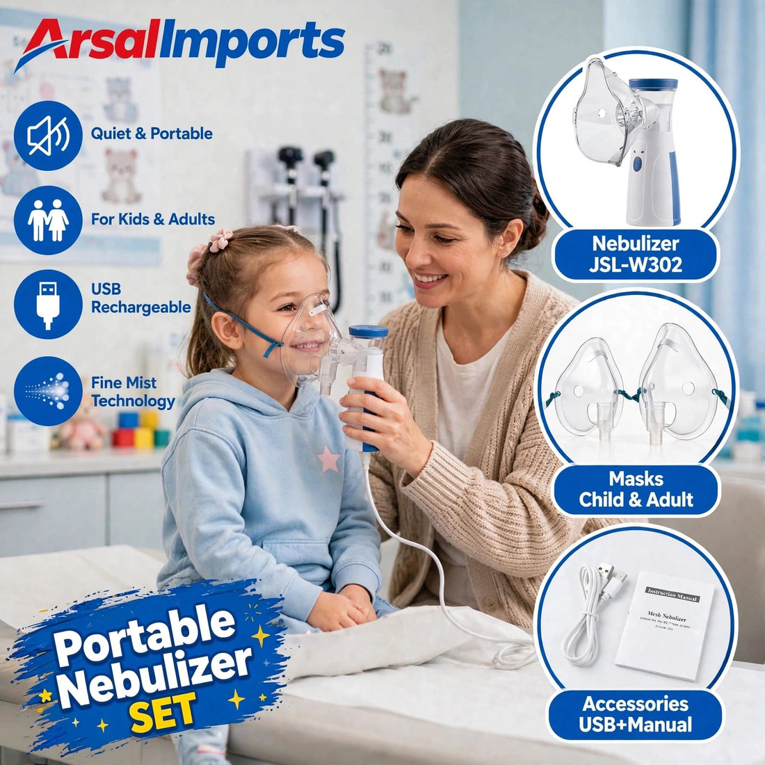 Portable Mesh Nebulizer for Adults & Kids